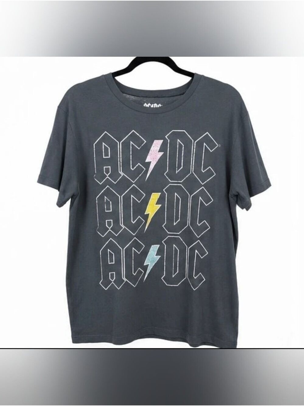 AC/DC Distressed Graphic Rock Band T-Shirt Gray Large NWT